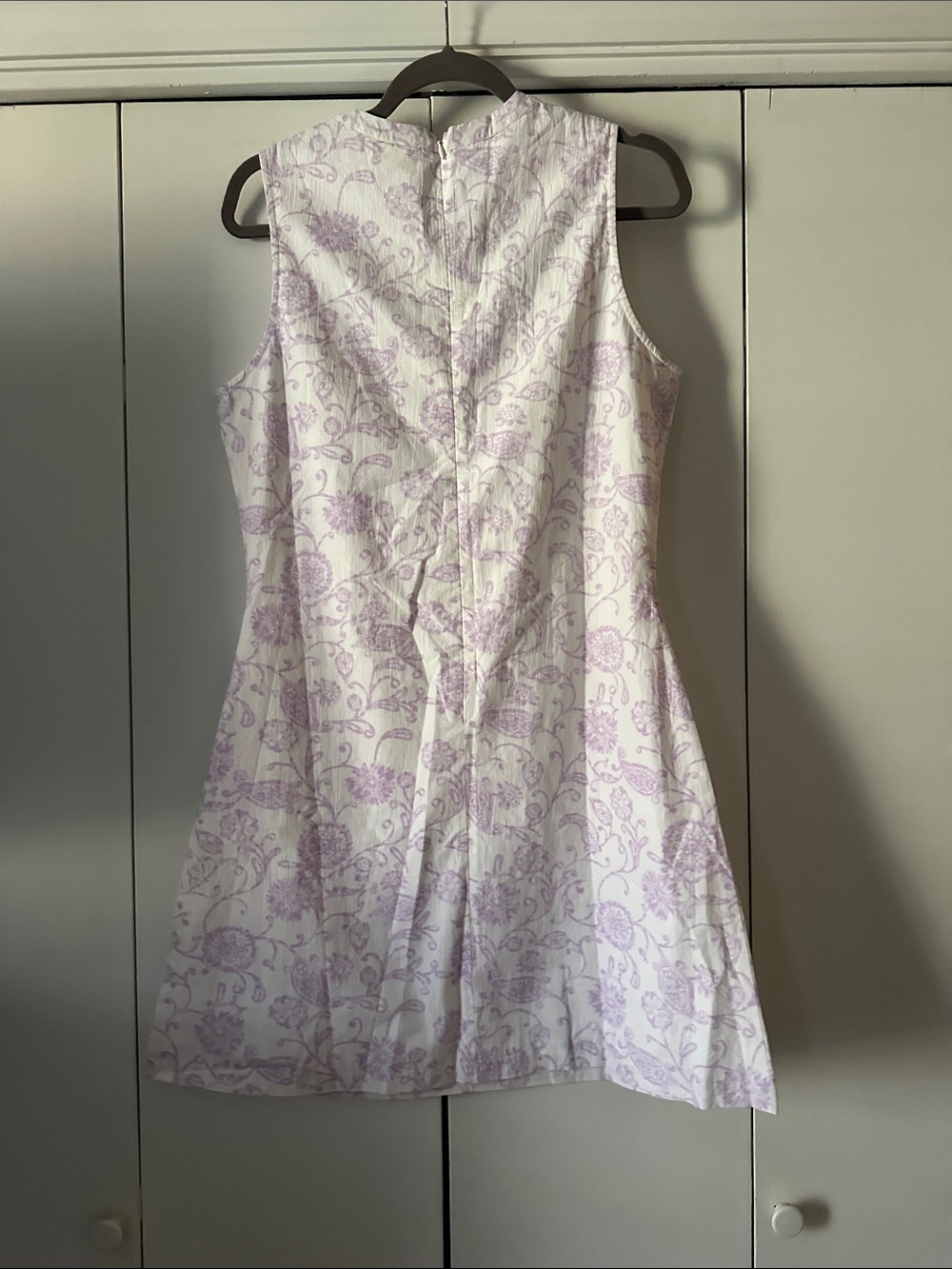 Sleeveless White and Light Purple Floral A-Line Dress - Picture 3 of 3